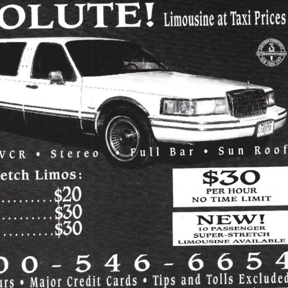 Absolute Limousine at Taxi Price 1990s  Vintage Print Ad - Picture 2 of 2